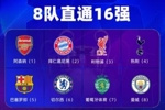 欧冠联赛阶段最终结果：枪手领衔8队锁定16强 曼城巴萨末轮进前8
